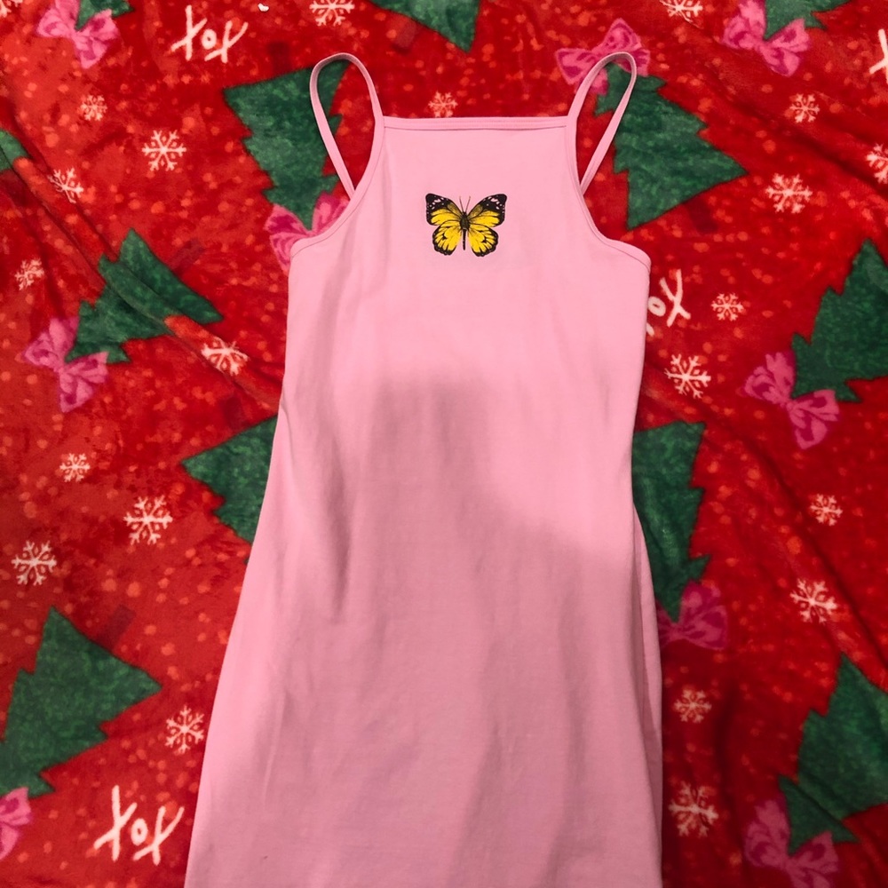 URBAN OUTFITTERS PINK BUTTERFLY DRESS<3